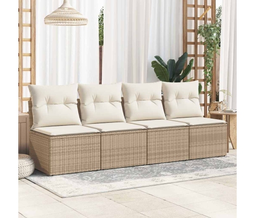 Set sofás jardín y cojines 2 pzas ratán sintético acacia beige