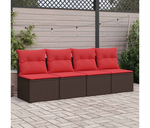 Set sofás jardín y cojines 2 pzas ratán sintético acacia marrón