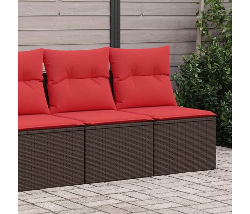 Set sofás jardín y cojines 2 pzas ratán sintético acacia marrón