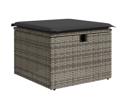 Set de sofás de jardín 4 pzas y cojines ratán sintético gris