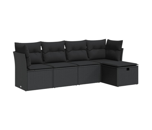 Set de muebles de jardín 5 pzas y cojines ratán sintético negro
