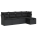 Set de muebles de jardín 5 pzas y cojines ratán sintético negro