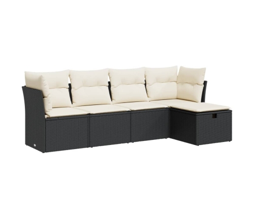 Set de muebles de jardín 5 pzas y cojines ratán sintético negro