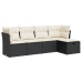 Set de muebles de jardín 5 pzas y cojines ratán sintético negro
