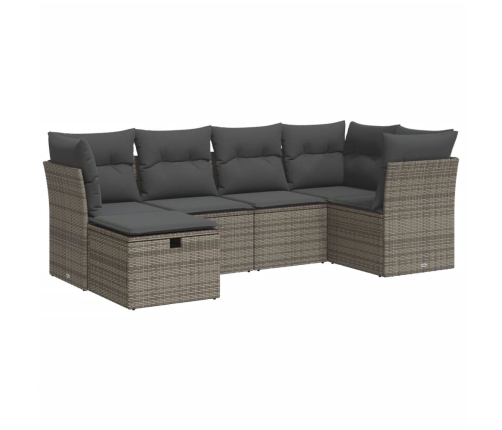 Set de muebles de jardín 6 pzas y cojines ratán sintético gris