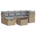 Set sofás de jardín 7 piezas y cojines ratán sintético beige