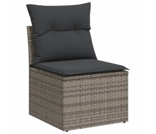 Set de sofás de jardín 7 pzas con cojines ratán sintético gris