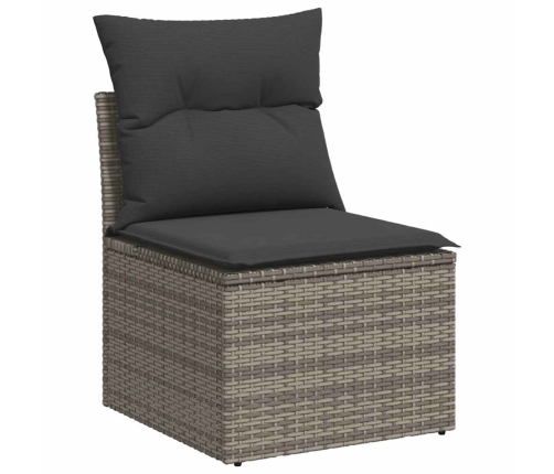 Set de sofás de jardín 7 pzas con cojines ratán sintético gris