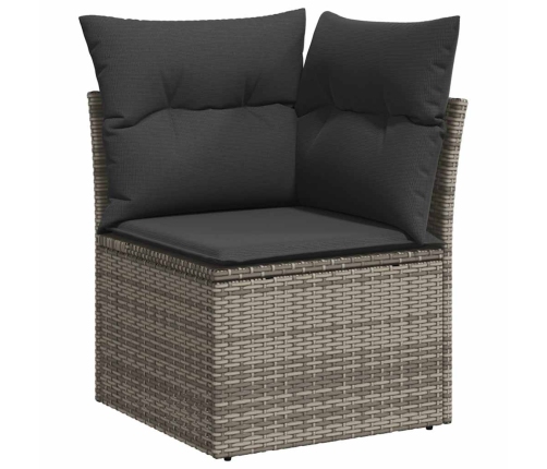 Set de sofás de jardín 7 pzas con cojines ratán sintético gris