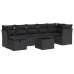 Set de sofás de jardín y cojines 8 piezas ratán sintético negro
