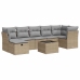 Set de sofás de jardín y cojines 8 piezas ratán sintético beige