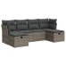 Set de muebles de jardín 6 pzas y cojines ratán sintético gris