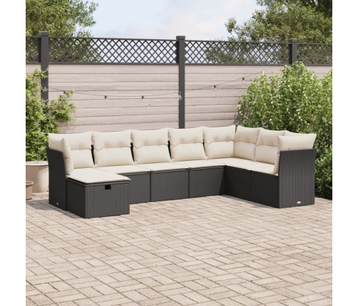 Set de sofás de jardín y cojines 8 piezas ratán sintético negro