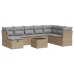 Set de sofás de jardín con cojines 9 pzas ratán sintético beige