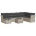 Set muebles jardín 9 pzas y cojines ratán sintético gris claro