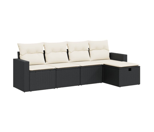 Set de muebles de jardín 5 pzas y cojines ratán sintético negro