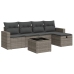 Set de muebles de jardín 6 pzas y cojines ratán sintético gris