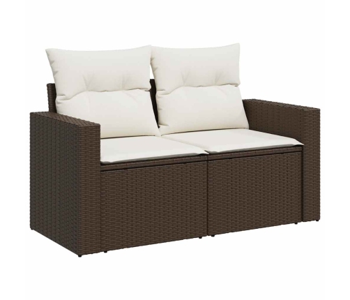 Set sofás de jardín 6 piezas y cojines ratán sintético marrón
