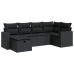 Set de sofás de jardín 6 piezas y cojines ratán sintético negro