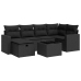 Set de sofás de jardín 7 pzas con cojines ratán sintético negro