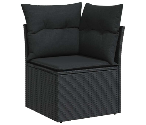 Set de sofás de jardín 7 pzas con cojines ratán sintético negro