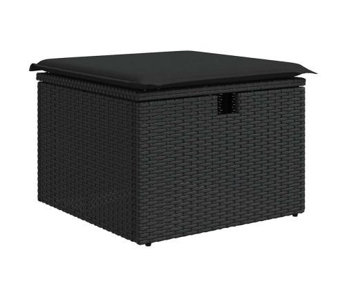 Set de sofás de jardín 7 pzas con cojines ratán sintético negro