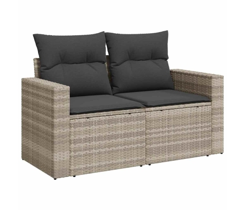 Set de sofás de jardín 7 pzas con cojines ratán PE gris claro