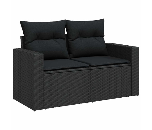 Set de sofás de jardín 7 pzas con cojines ratán sintético negro