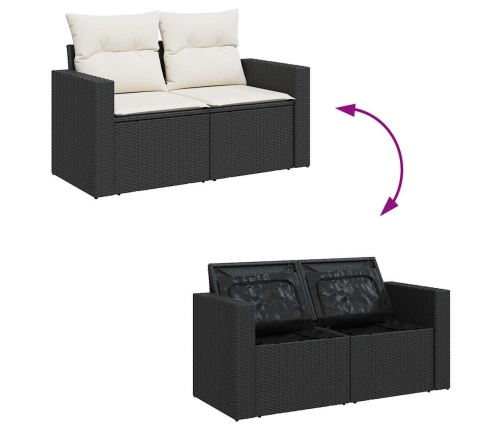 Set de sofás de jardín 7 pzas con cojines ratán sintético negro