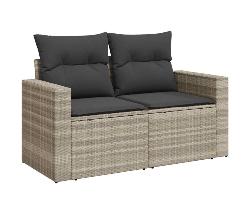 Set de sofás de jardín 7 pzas con cojines ratán PE gris claro