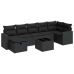 Set de sofás de jardín y cojines 8 piezas ratán sintético negro