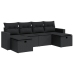 Set de sofás de jardín 6 piezas y cojines ratán sintético negro