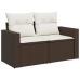 Set sofás de jardín 6 piezas y cojines ratán sintético marrón