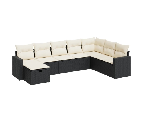 Set de sofás de jardín y cojines 8 piezas ratán sintético negro