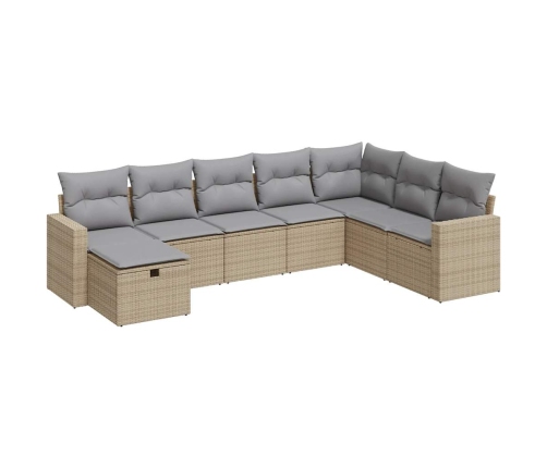 Set de sofás de jardín y cojines 8 piezas ratán sintético beige