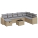 Set de sofás de jardín con cojines 9 pzas ratán sintético beige
