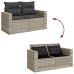 Set muebles jardín 9 pzas y cojines ratán sintético gris claro