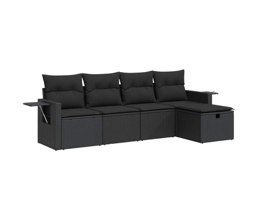 Set de muebles de jardín 5 pzas y cojines ratán sintético negro