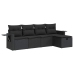 Set de muebles de jardín 5 pzas y cojines ratán sintético negro