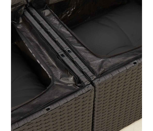 Set de muebles de jardín 5 pzas y cojines ratán sintético negro