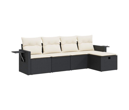 Set de muebles de jardín 5 pzas y cojines ratán sintético negro