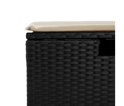 Set de muebles de jardín 5 pzas y cojines ratán sintético negro