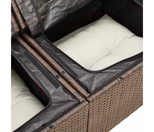 Set comedor de jardín 5 piezas y cojines ratán sintético marrón