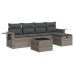 Set de muebles de jardín 6 pzas y cojines ratán sintético gris