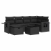 Set de sofás de jardín 7 pzas con cojines ratán sintético negro