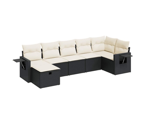 Set de sofás de jardín 7 pzas con cojines ratán sintético negro