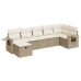 Set sofás de jardín 7 piezas y cojines ratán sintético beige