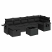 Set de sofás de jardín y cojines 8 piezas ratán sintético negro