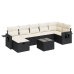 Set de sofás de jardín y cojines 8 piezas ratán sintético negro