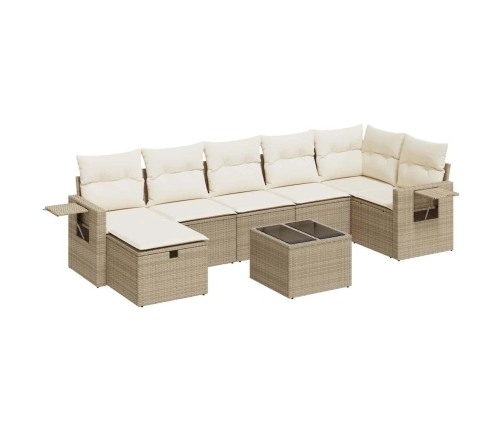 Set de sofás de jardín y cojines 8 piezas ratán sintético beige
